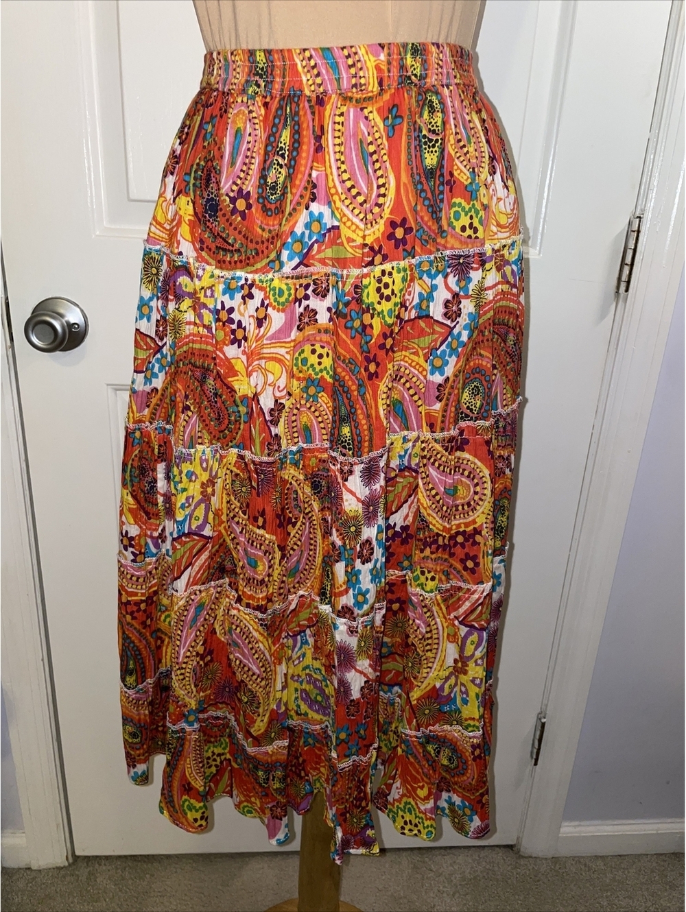 Serengeti Skirt~Boho Peasant Tiered BEAUTY~Full Bodied Cotton Gem~EUC~Small